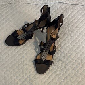 ANTONIO MELANI Black and Gray Strappy Heels